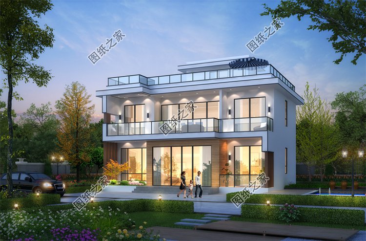 現代風二層別墅效果圖設計案例