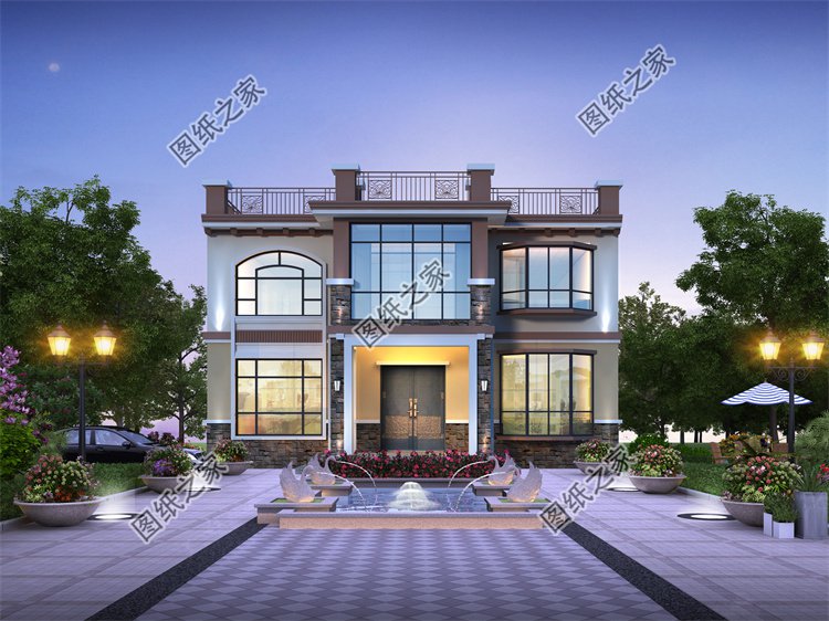 現代風二層別墅效果圖設計案例