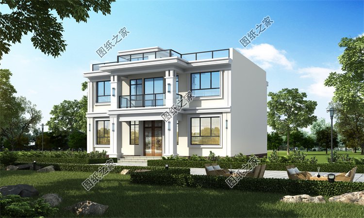 現代風二層別墅效果圖設計案例