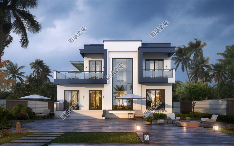 現代風二層別墅效果圖設計案例