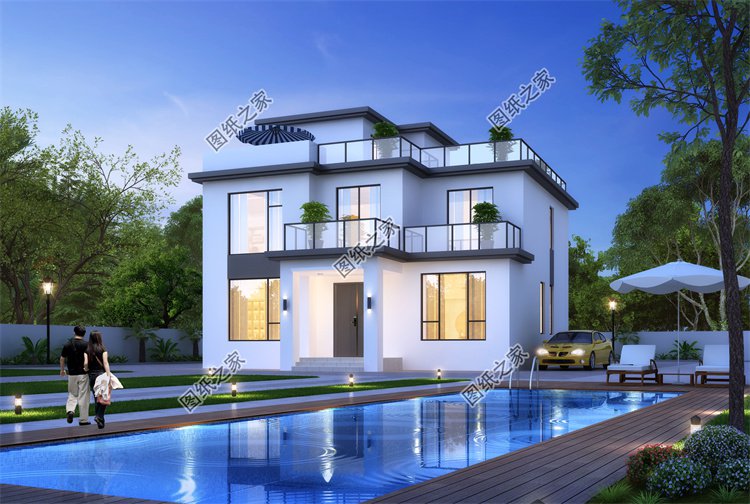 現代風二層別墅效果圖設計案例