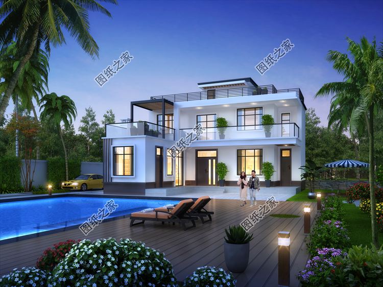 現代風二層別墅效果圖設計案例