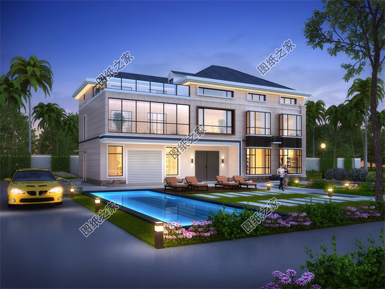 現代風二層別墅效果圖設計案例