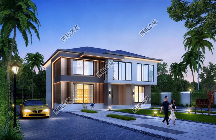 現代風二層別墅效果圖設計案例