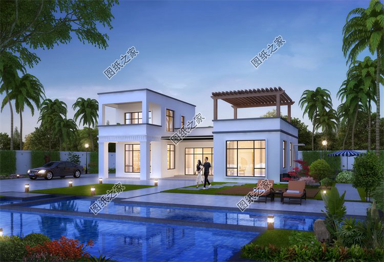 現代風二層別墅效果圖設計案例