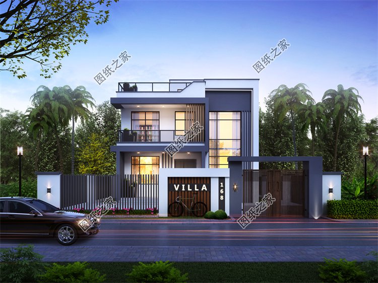 現代風二層別墅效果圖設計案例