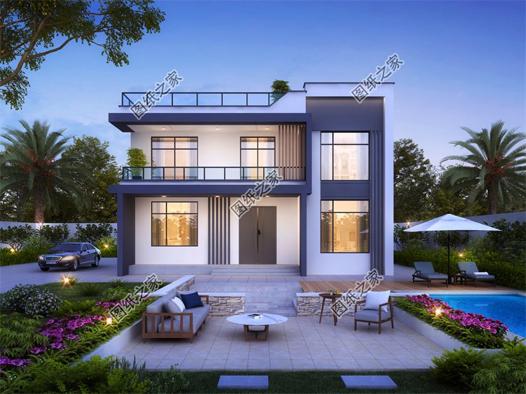 現代風二層別墅效果圖設計案例