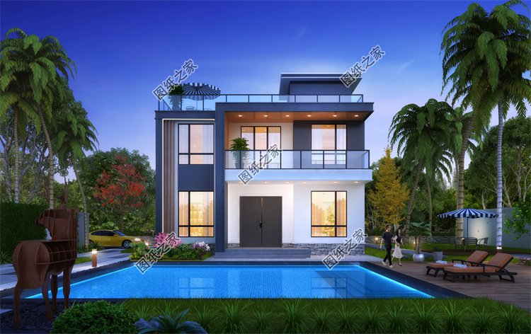 現代風二層別墅效果圖設計案例