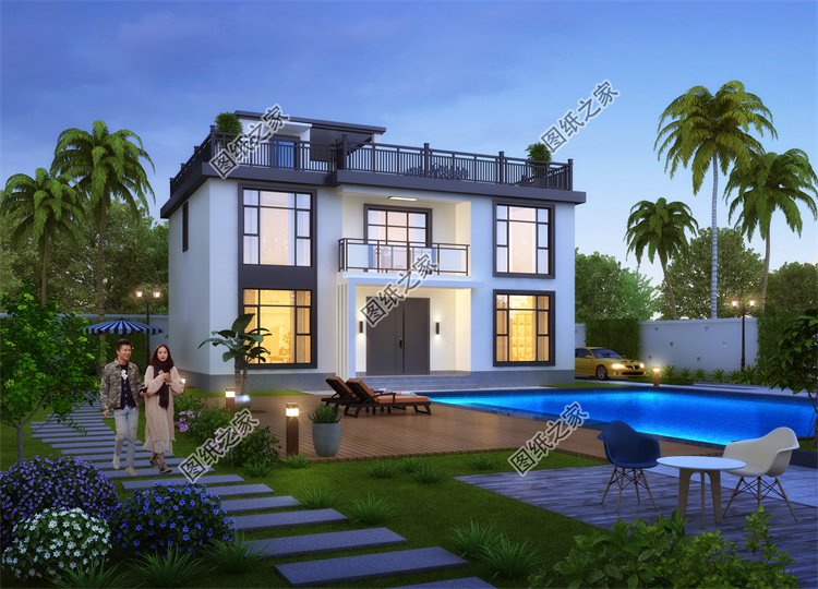 現代風二層別墅效果圖設計案例