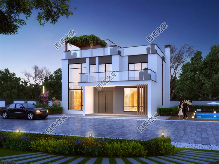 現代風二層別墅效果圖設計案例