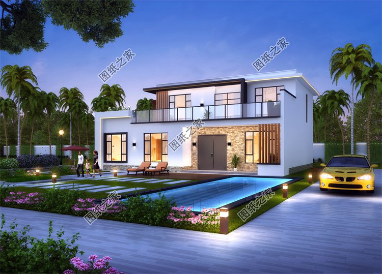 現代風二層別墅效果圖設計案例