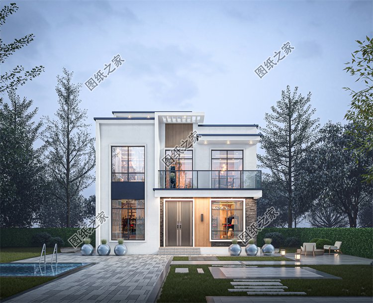 現代風二層別墅效果圖設計案例