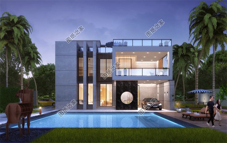 現代風二層別墅效果圖設計案例