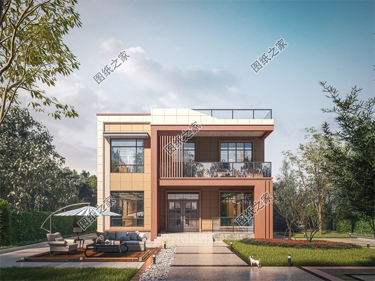 現代風二層別墅效果圖設計案例