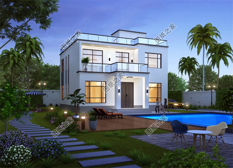 現代風二層別墅效果圖設計案例