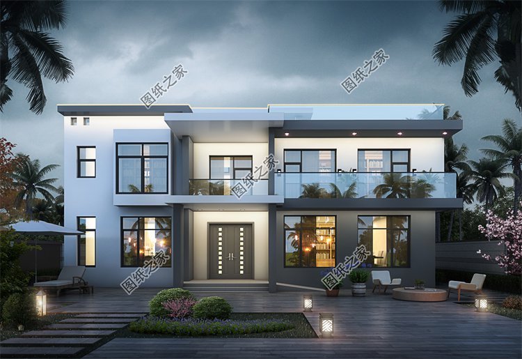 現代風二層別墅效果圖設計案例