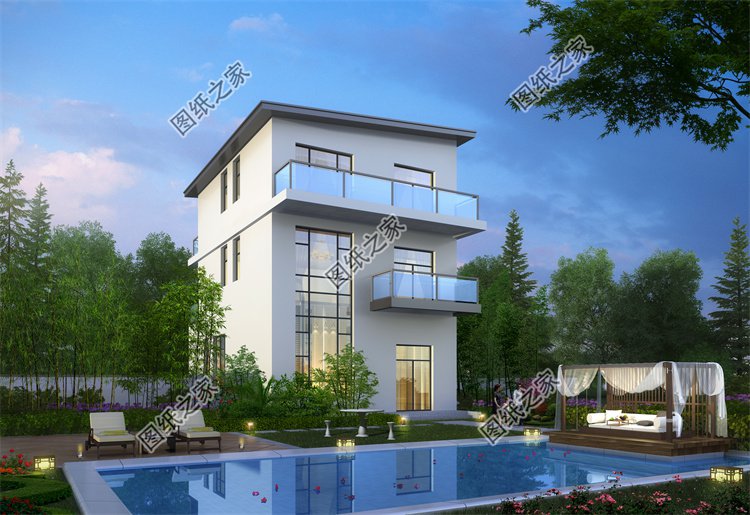 現代風三層別墅效果圖設計案例
