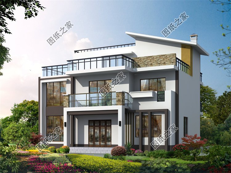 現代風三層別墅效果圖設計案例