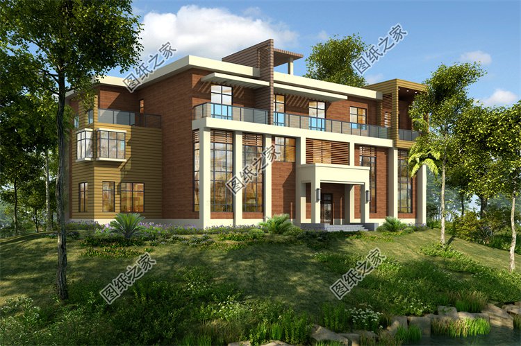 現代風三層別墅效果圖設計案例