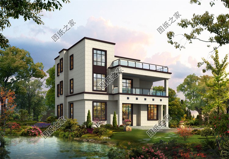 現代風三層別墅效果圖設計案例