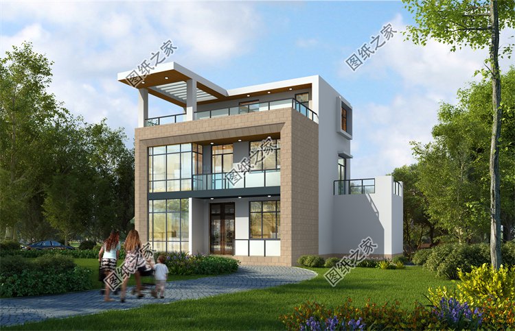 現代風三層別墅效果圖設計案例