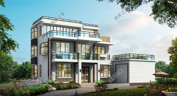 現代風三層別墅效果圖設計案例