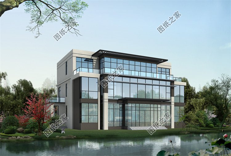 現代風三層別墅效果圖設計案例