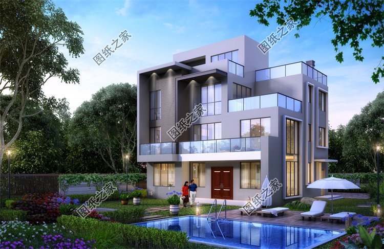 現代風三層別墅效果圖設計案例