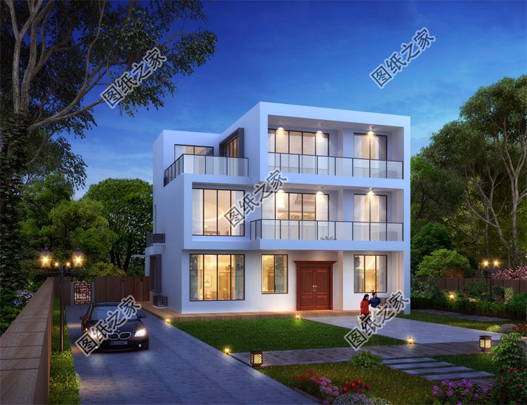 現代風三層別墅效果圖設計案例