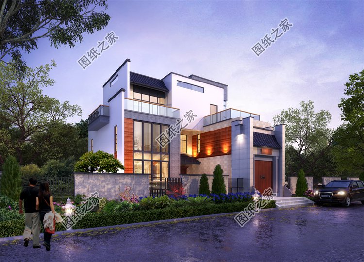 現代風三層別墅效果圖設計案例