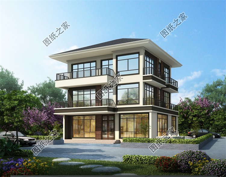 現代風三層別墅效果圖設計案例