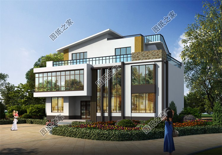 現代風三層別墅效果圖設計案例