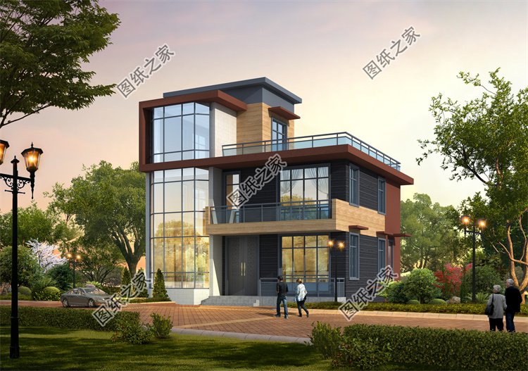 現代風三層別墅效果圖設計案例