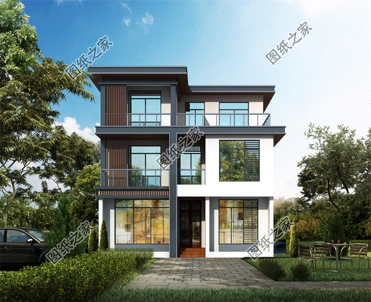 現代風三層別墅效果圖設計案例