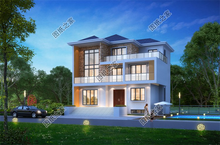 現代風三層別墅效果圖設計案例