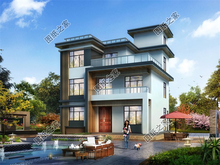 現代風三層別墅效果圖設計案例