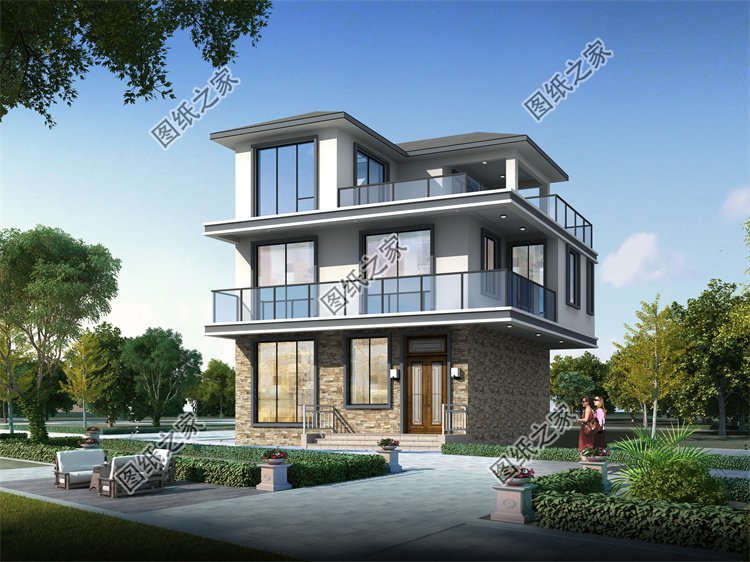 現代風三層別墅效果圖設計案例