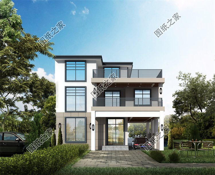 現代風三層別墅效果圖設計案例