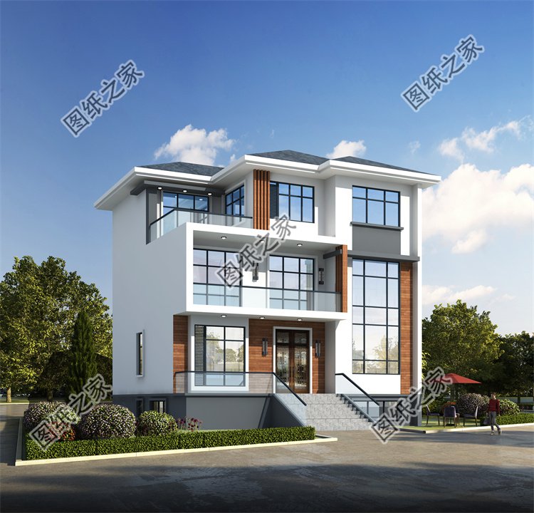 現代風三層別墅效果圖設計案例