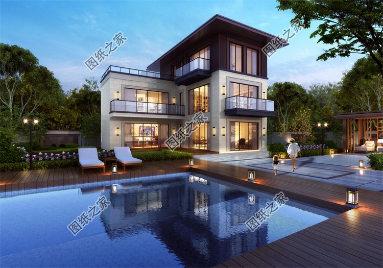 現代風三層別墅效果圖設計案例