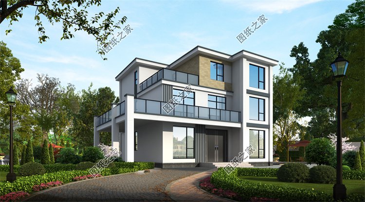 現代風三層別墅效果圖設計案例