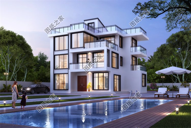 現代風三層別墅效果圖設計案例