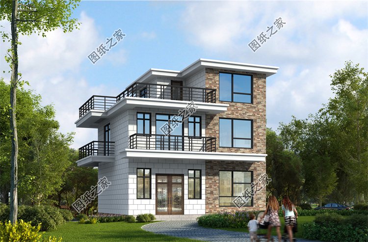 現代風三層別墅效果圖設計案例