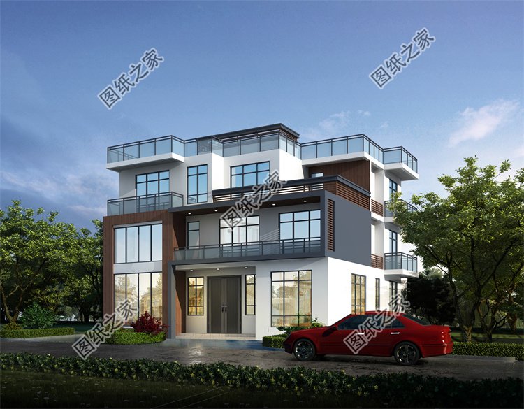 現代風三層別墅效果圖設計案例