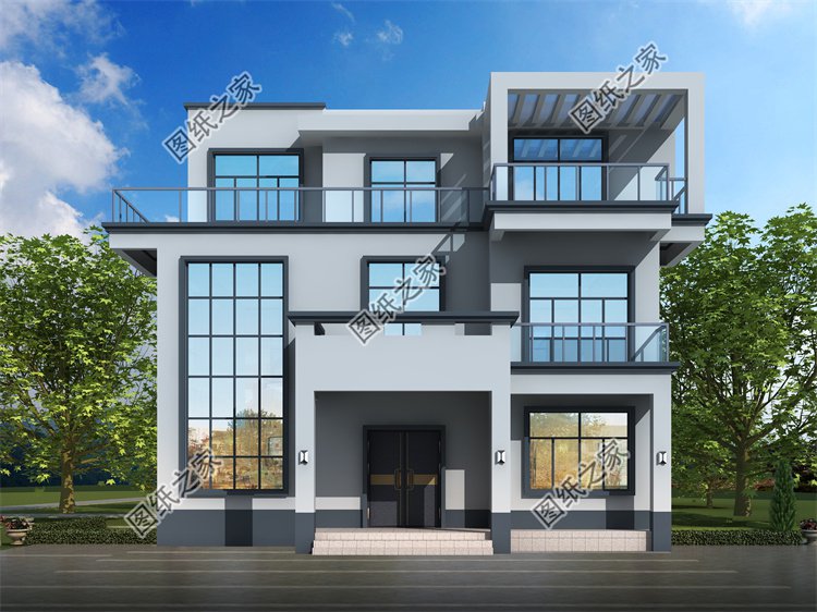 現代風三層別墅效果圖設計案例