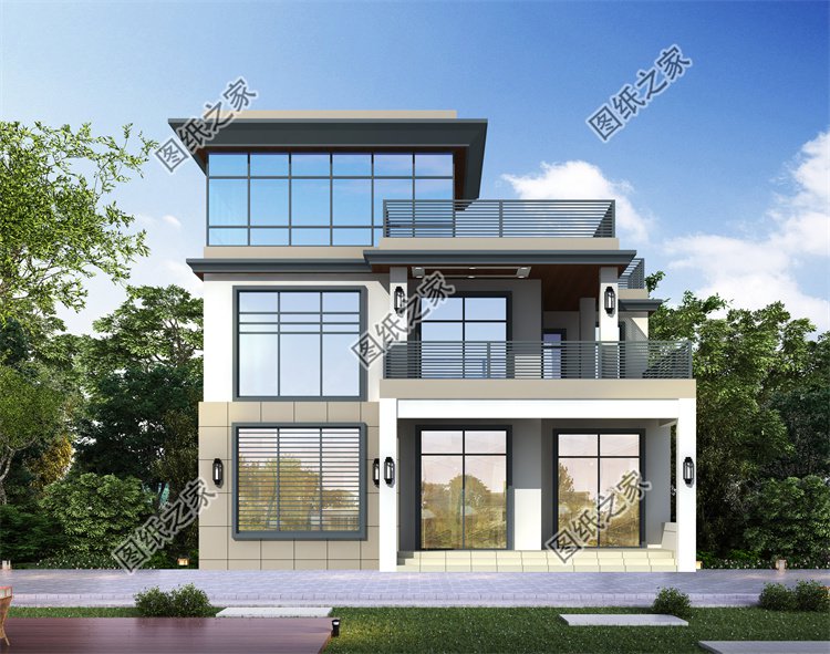 現代風三層別墅效果圖設計案例