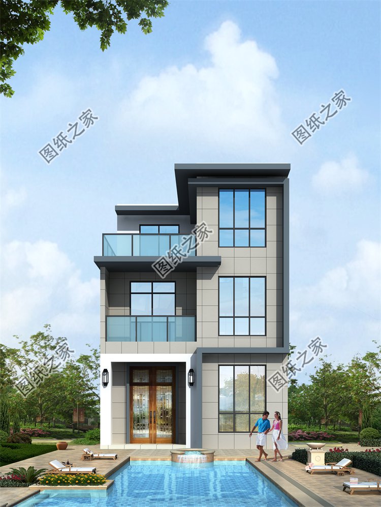 現代風三層別墅效果圖設計案例