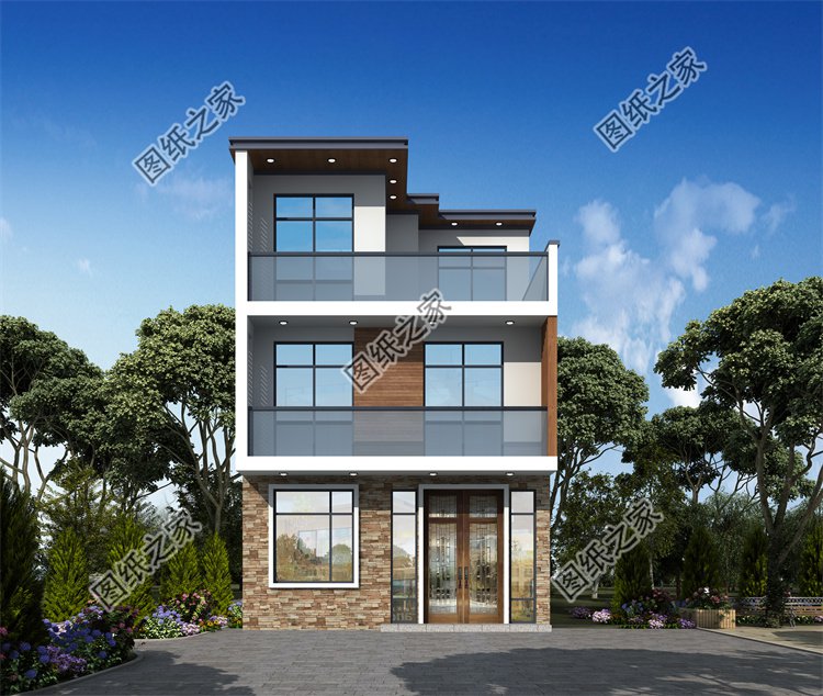 現代風三層別墅效果圖設計案例