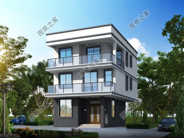 現代風三層別墅效果圖設計案例