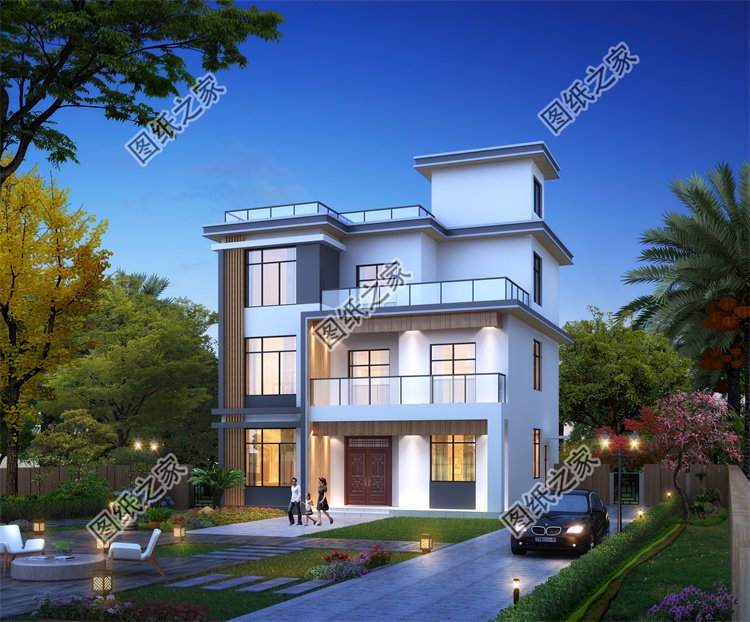 現代風三層別墅效果圖設計案例